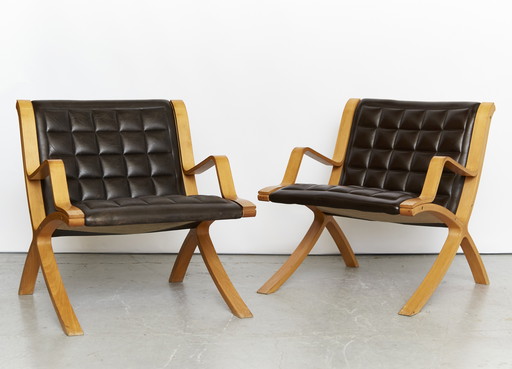 Pair Peter Hvidt & Orla Mølgaard-Nielsen Ax Chairs For Fritz Hansen