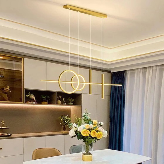 Image 1 of Moderner goldener Frangipani-Kronleuchter für das Esszimmer