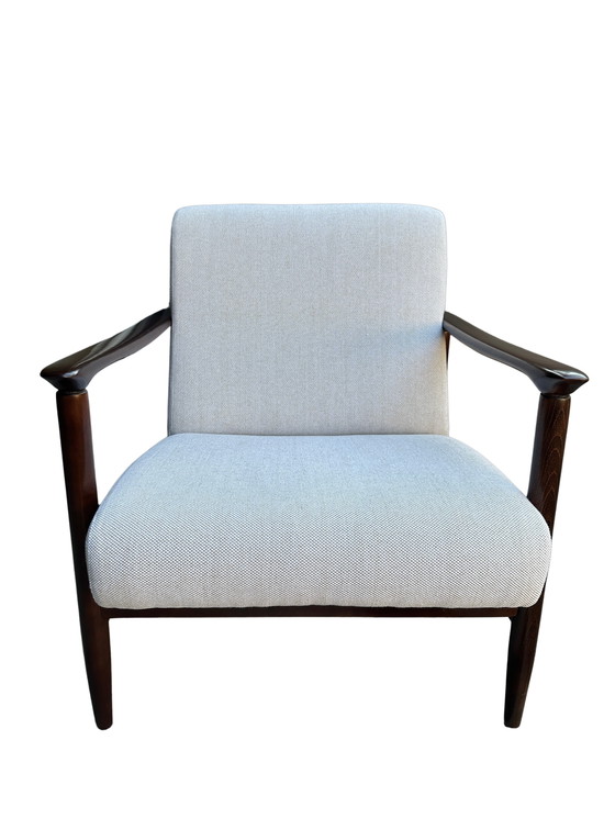Image 1 of Mid Century Sessel aus beigem Leinen von Edmund Homa, 1960er Jahre, Satz mit zwei Stühlen