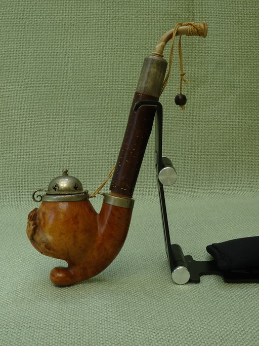 Vintage Bruyere-Tabakpfeife Holz Hirsch geschnitzt