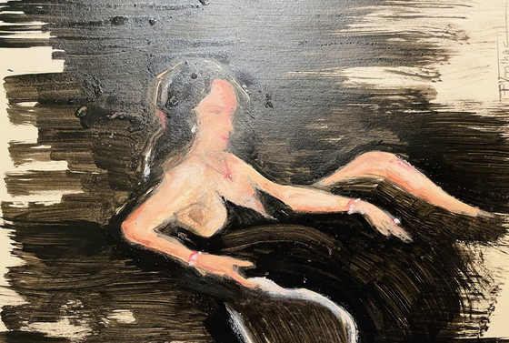 Image 1 of Signiertes und gerahmtes Gemälde Pastell und Tusche Porträt Frau "Diamant"