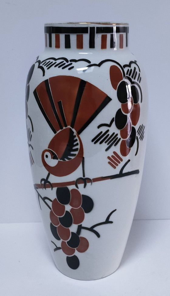 Image 1 of Art Deco vase by Keller Guérin, "Ceylon" bird