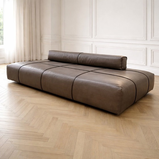 Image 1 of BAXTER - Exceptional Panama Bold Modular Sofa by Paola Navone, Polish Plum Leather, 382 cm