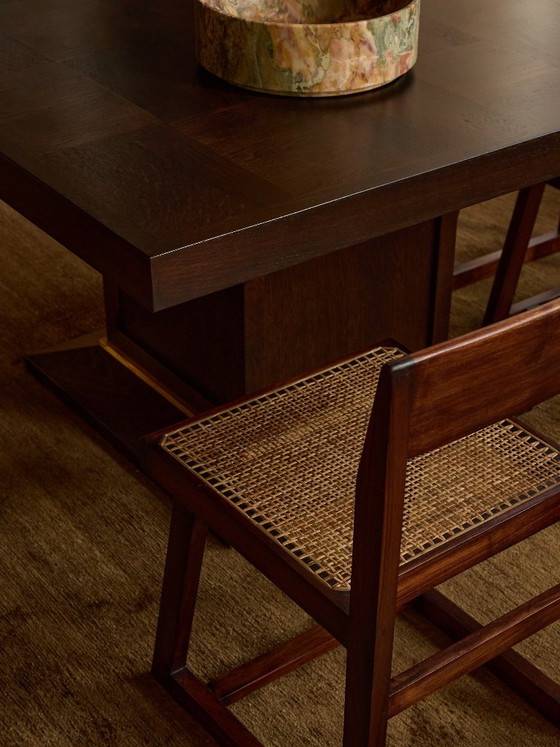 Pierre Jeanneret Chandigarh Esszimmerstuhl PJ-SI-54-A, Esszimmerstühle, Holz, Rattan, Braun, Vintage (Foto 4 von 5)