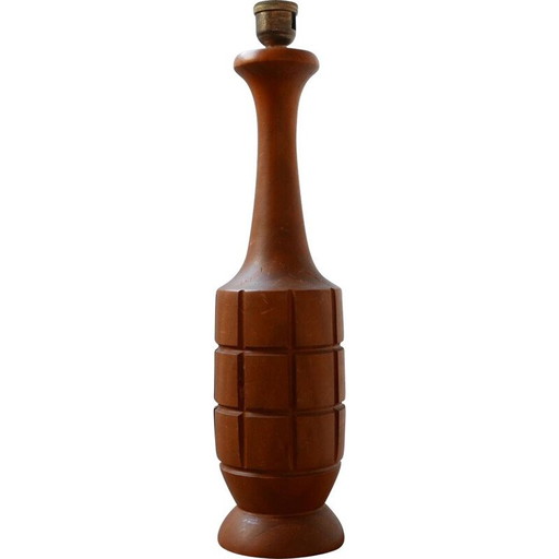 Lámpara de mesa individual vintage de teca, década de 1970