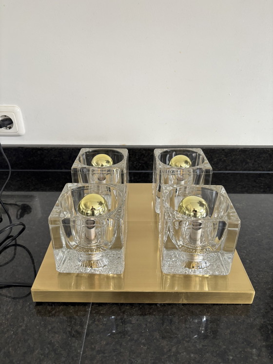 Plafoniera "Ice Cube" vintage Peill & Putzler in ottone – Plafoniere, Glass (photo 4 of 10)