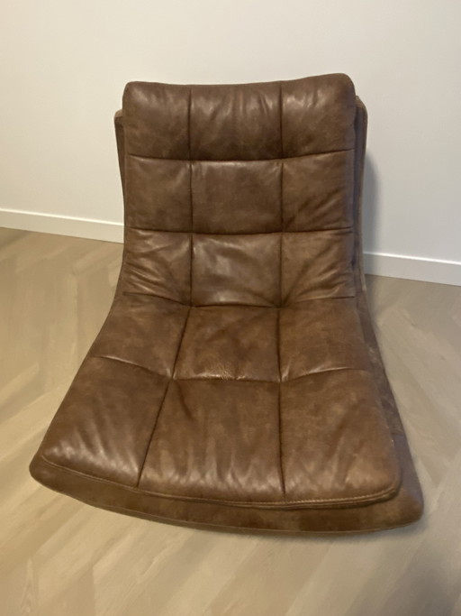 Swivel armchair Cooper Captains Chair leather Africa Tabac