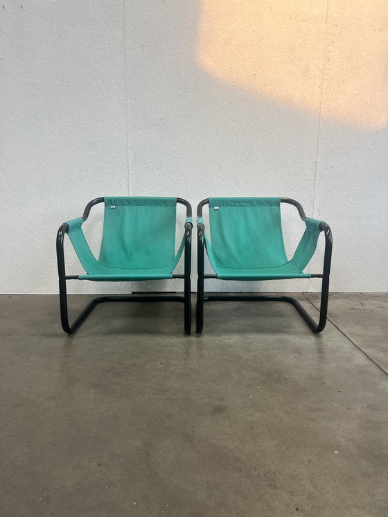 Image 1 of Zwei dänische Vintage-Sessel, Xcol, schwarzer Stahl mit grünem Stoff, 1980er Jahre
