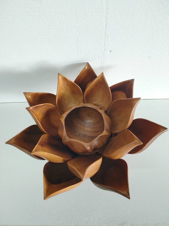 Image 1 of Vintage wooden 'Lotus Flower' appetizer server (appetizer dishes)