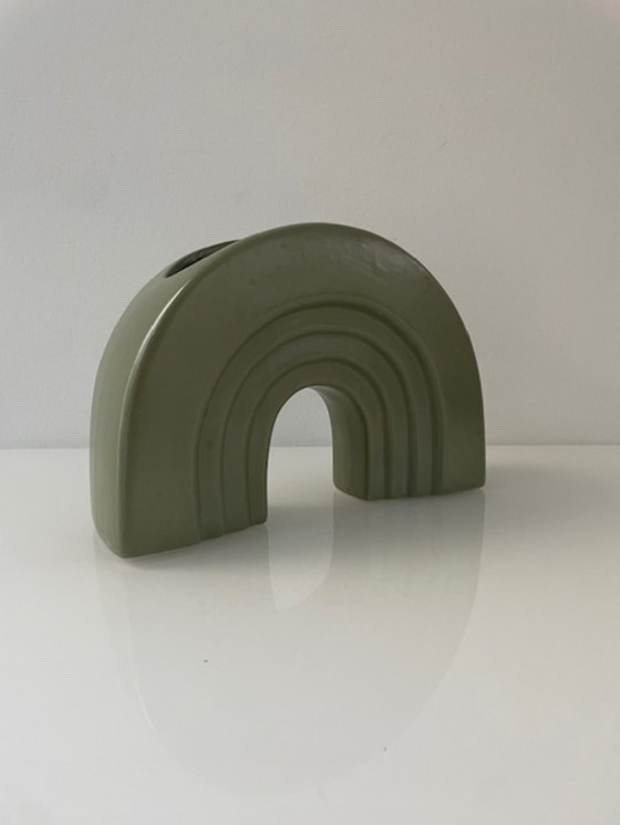 Image 1 of Modern vase/flower pot in arch shape – army green