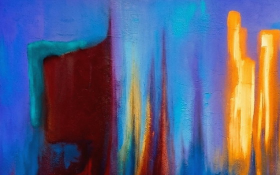 Abstract Painting "The Dance of Flames" / (60x60 Cm) – Paintings & Drawings, Canvas (photo 4 of 6)