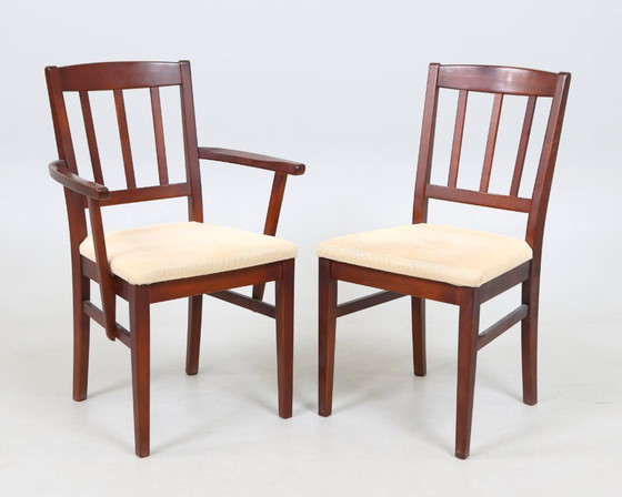 Image 1 of Vintage Scandinavian dining set - table + 4 chairs and 2 armchairs - Hans Ehrlin, Tranås