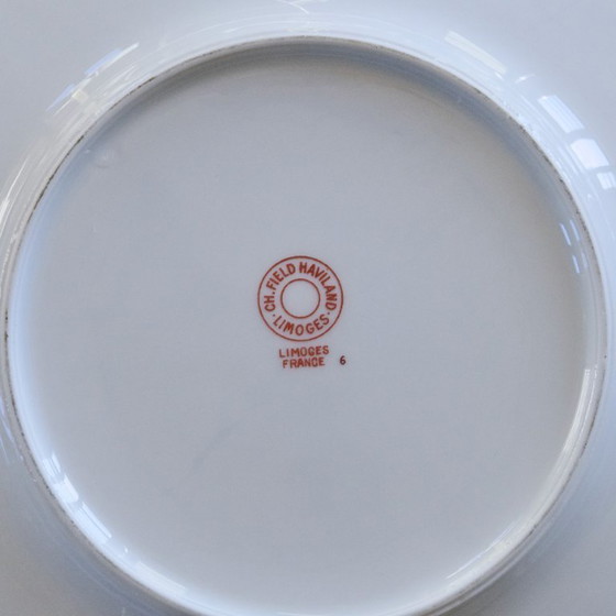 Image 1 of Assiettes plates anciennes en porcelaine de Limoges Charles Haviland, décor oiseau