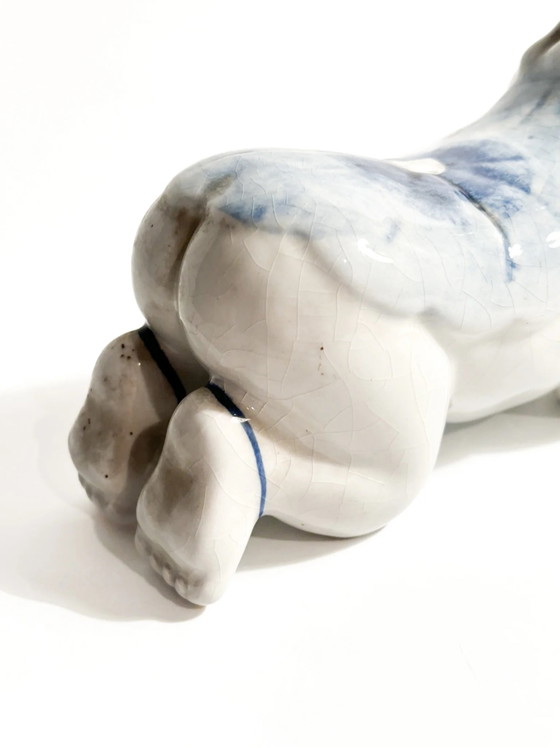 Cuscino in ceramica cinese bianca con decorazioni blu Cina, anni '30 – Oggetti decorativi (photo 8 of 9)