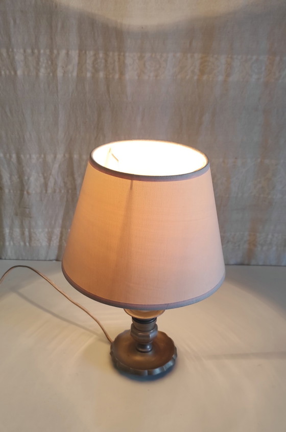 Neoclassical Style Pewter Table Lamp - Mid-20th Century – Metal (photo 5 of 8)