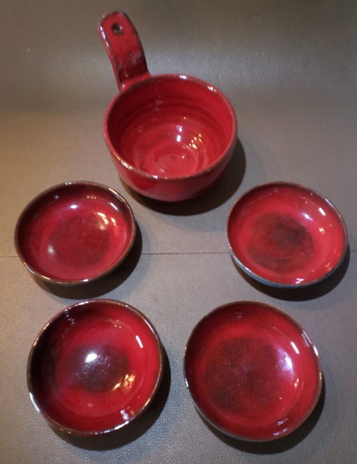 MCM ceramic set by Gérard Hofmann (Vallauris) - manganese red / oxblood – beeldhouwkunst (photo 2 of 9)