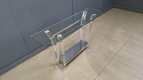 Image 1 of Konsolentisch aus Messing und Acrylglas, 1970er Jahre