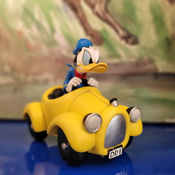 Image 1 of Pato Donald con Coche Amarillo, Rutten, Resina, 2000’s - Estados Unidos