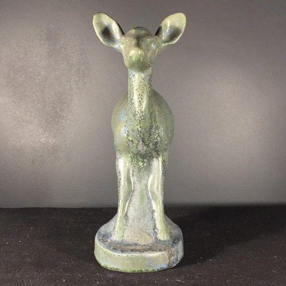 Art Deco Steenwerk Hertenbeeldhouwkunst van Thierry Van Rijswijck voor Roger Guérin, jaren 30 – Ceramic (photo 12 of 16)