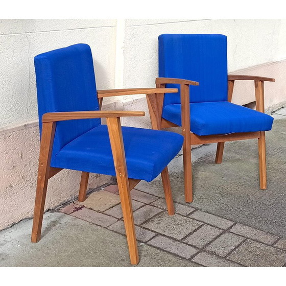 Image 1 of Pair of vintage bridge chairs in solid teak, 1950