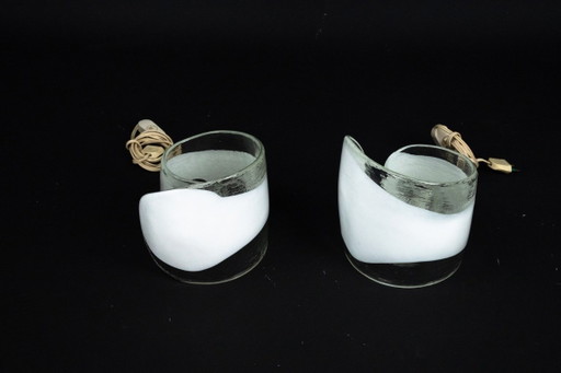La Murrina, paire de lampes de table en verre de Murano. Italie, années 1970.