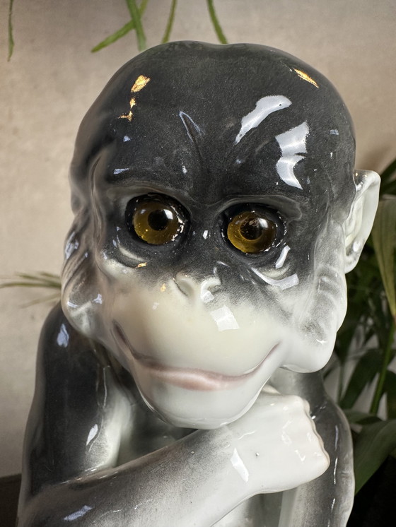 Image 1 of Art Deco monkey (lamp) in Capodimonte porcelain