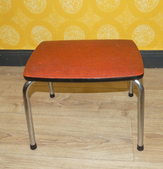 Image 1 of Chaise de cuisine des années 1960 + tabouret Métal style industriel