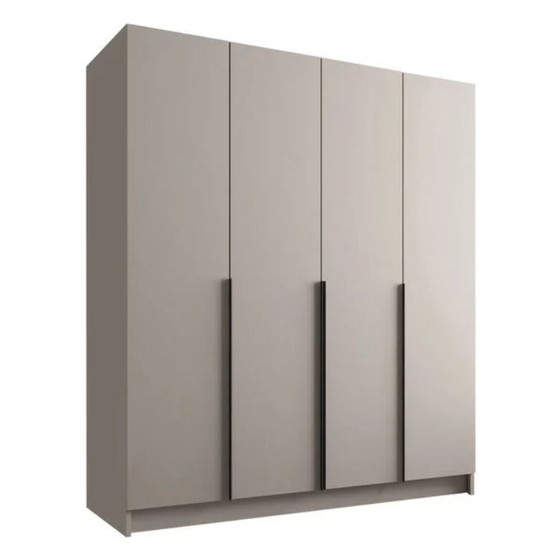 Image 1 of Santi I Wardrobe 200 cm – 4-Door Hinged Closet | Cashmere & Black | Lumieree.eu