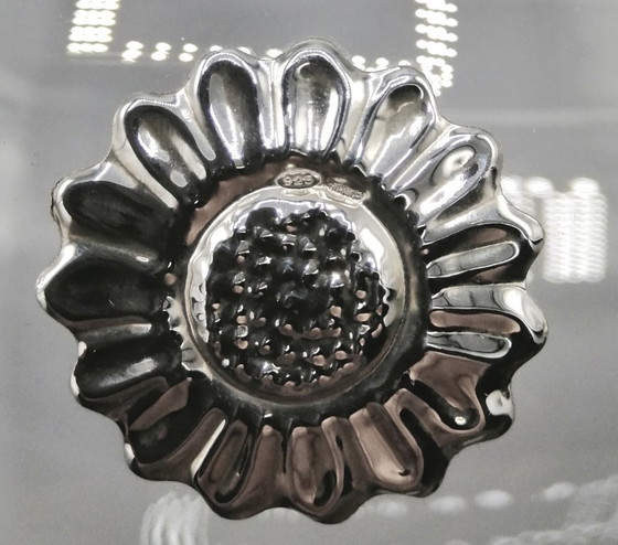 Image 1 of 30cm-high glass vase with 925 silver sunflowers