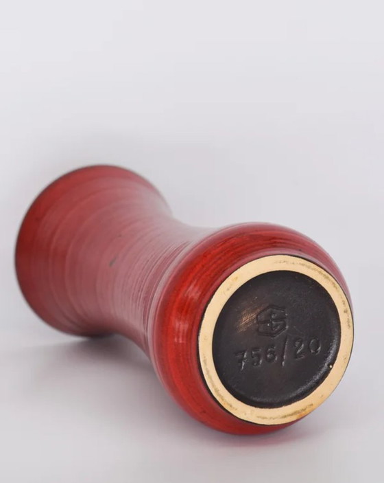 Image 1 of Vaso vintage in ceramica rossa 756/20 (Germania Ovest) – Accent moderno di metà secolo