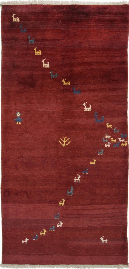 Tappeto persiano originale Gabbeh Ghashghai Tappeto orientale 265 cm x 128 cm Vecchio Naturale