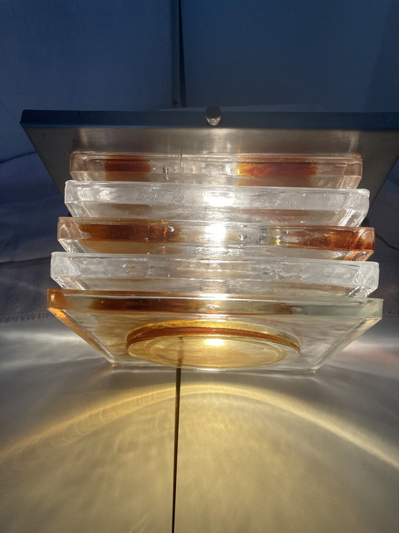 Image 1 of Applique vintage anni '70 in vetro trasparente e fumé per Poliarte