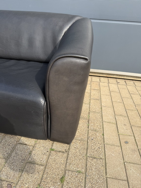 Image 1 of De Sede DS47 3-Sitzer in Büffelleder 5 mm NECK Schwarzes Leder, ausziehbarer Sitz
