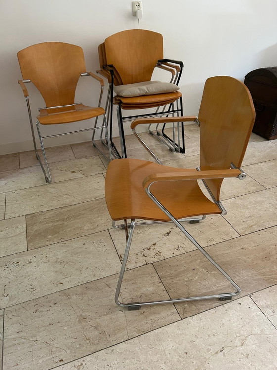 5 x Stua Egoa Dining chairs by Josep Mora, Wood, Metal, Creme (photo 3 of 8)