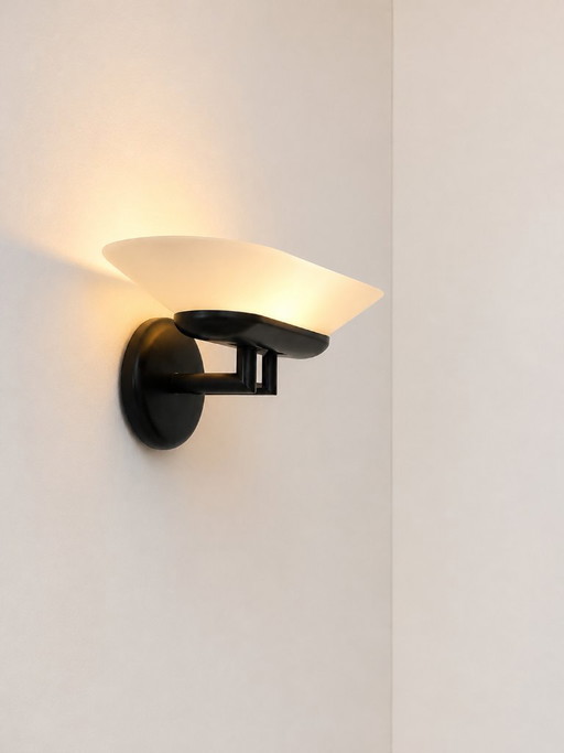 Vintage wall sconce, glass and metal, Italy 1970, Jill model by Arteluce