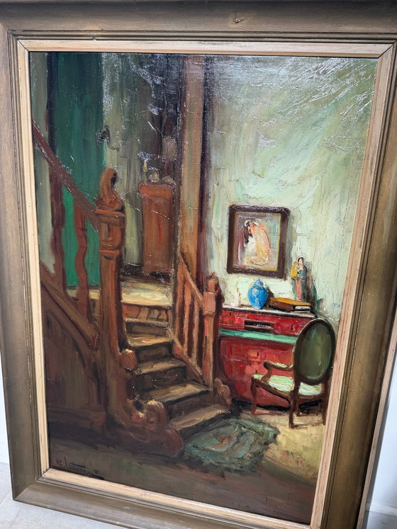 Richard Leutenez - Oil on Canvas - Interior with Staircase – Paintings & Drawings (photo 7 of 7)