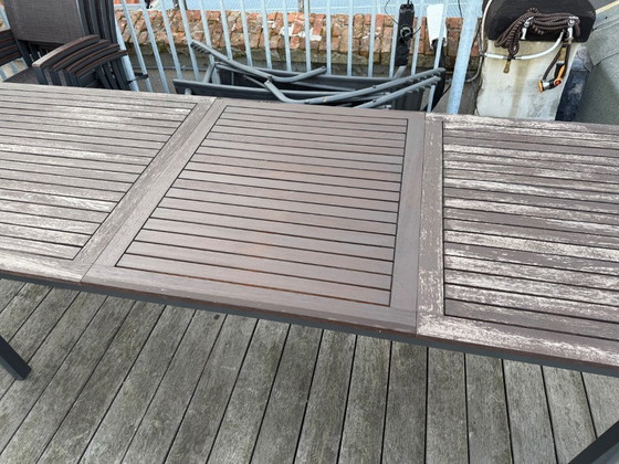 Image 1 of Tuintafel 100x210/300 en 4x stapelstoel