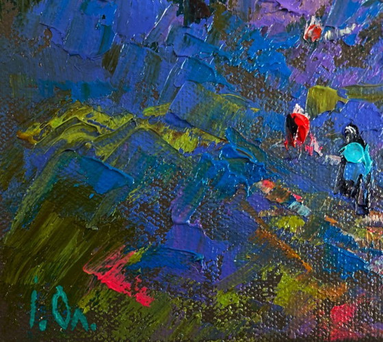 Image 1 of Original Oil Painting Summer Nature Landscape Warm moments among loved ones