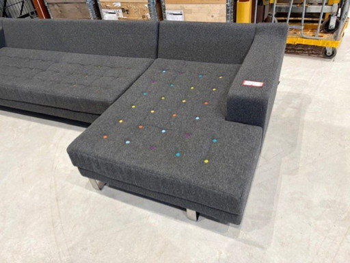 Sofá esquinero de diseño Naughtone, gris oscuro, como nuevo