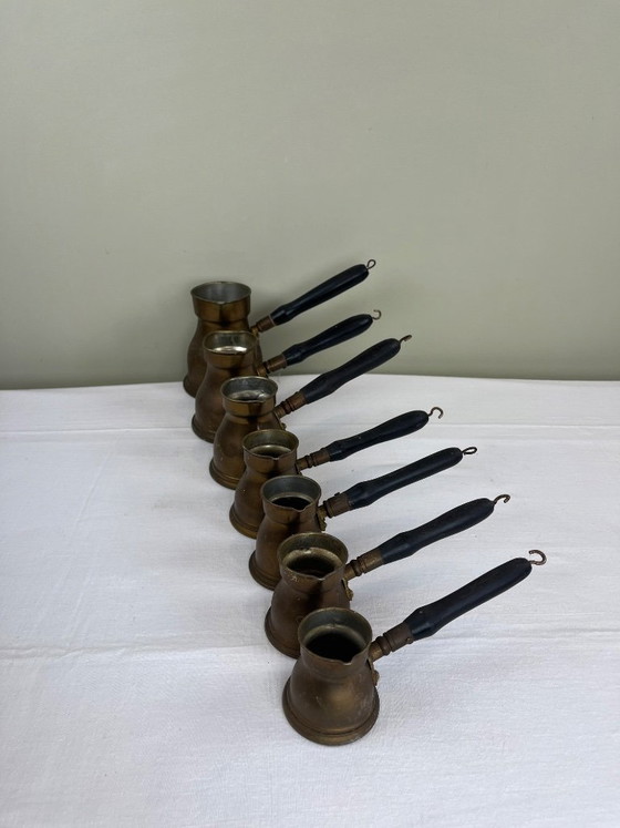 Ensemble de cezves / cafetières orientales vintage – Accessoires de cuisine, Bois, Laiton (photo 2 of 11)