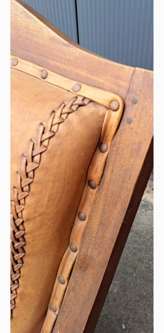 Set of Plantation British Colonial Vintage Armchairs – Leather, Metal (photo 6 of 8)