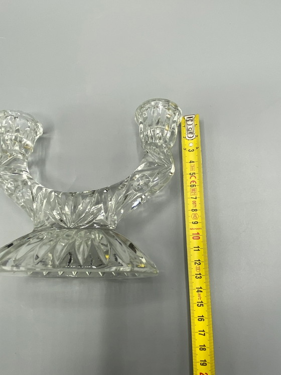 Dubbele kandelaar van geslepen kristal – Tweelichts, met zwanenhalsarmen – Glazen & Karaffen (photo 5 of 7)