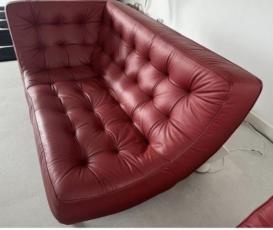 Image 1 of Fraaie refurbished rode leren Montis Quintus chaise longue 