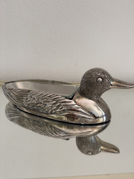 Image 1 of Gänseleberplatte zoomorph versilbertes Metall