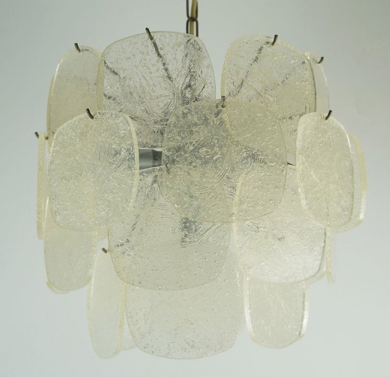 Image 1 of mid century PENDANT LIGHT with 30 acrylic discs like ice glass 1960s 1970s hanging lamp