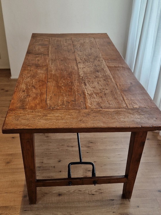Antique Spanish Trestle Dining Table - Solid Wood & Wrought Iron (200x89 cm) (photo 8 of 9)