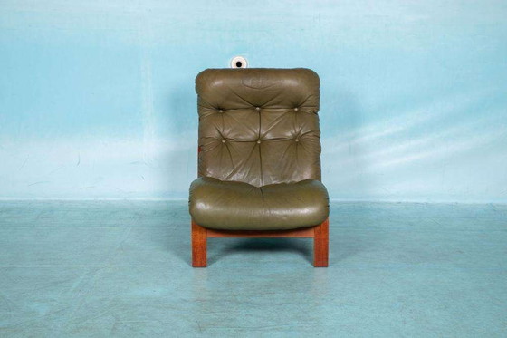 Image 1 of Midcentury leather armchair 60s space age lounge chair
