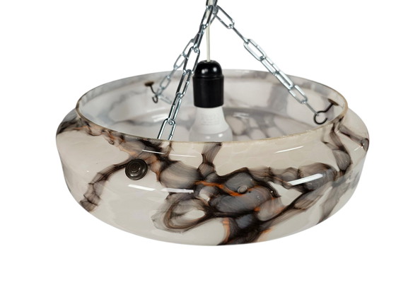 Image 1 of Lampada a ciotola in vetro marmorizzato Art Déco - secondo quarto del XX secolo