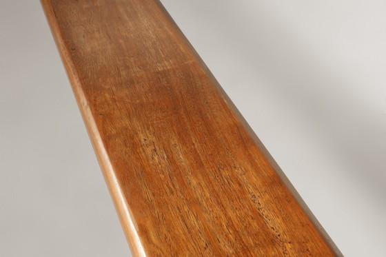 Image 1 of Extra lange massief iepenhouten kloosterbank, Frankrijk ca. 1850