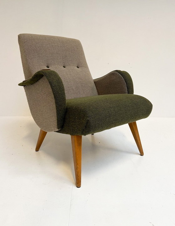 Image 1 of Poltrona di design vintage con braccioli in legno, anni '60
